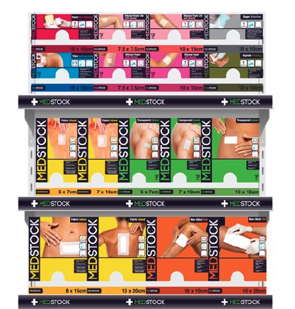 Medstock three-shelf bay configuration