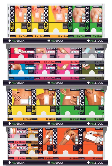Medstock four-shelf bay configuration